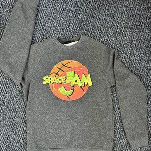 Space Jam Sweater Mens Medium Gray Pullover Michael Jordan Lebron James Vintage